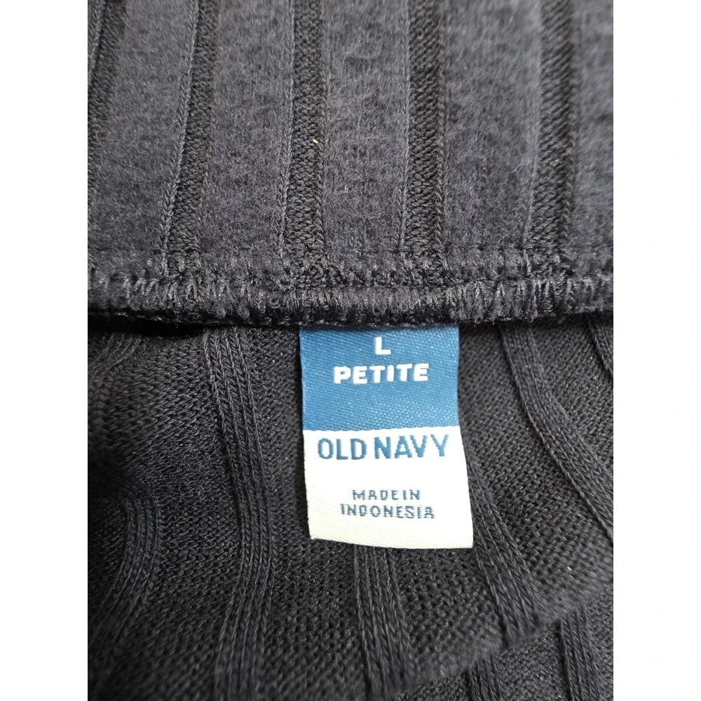 Old Navy Womens L Petite Navy Blue Ribbed Knit Midi Skirt Stretch Pull On New...